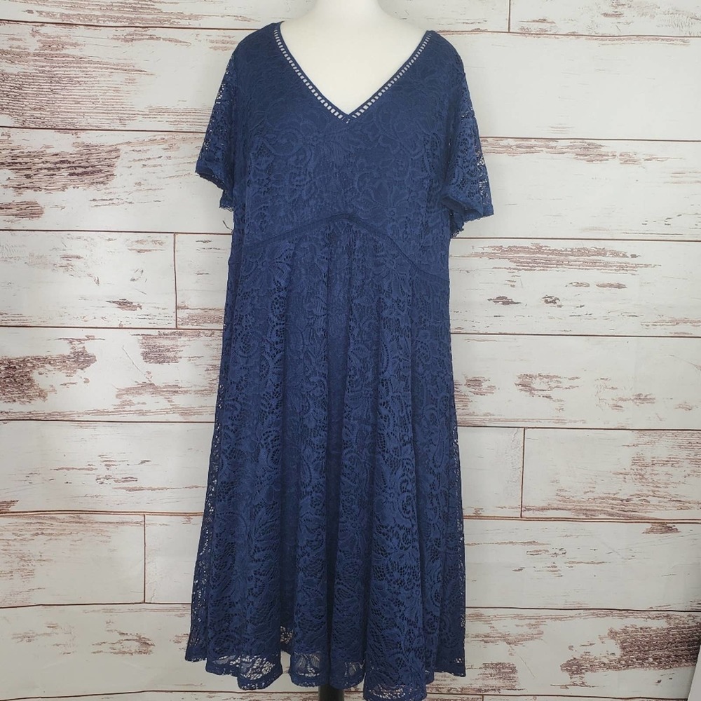 Torrid Lace V-Neck Mini Dress Navy 18